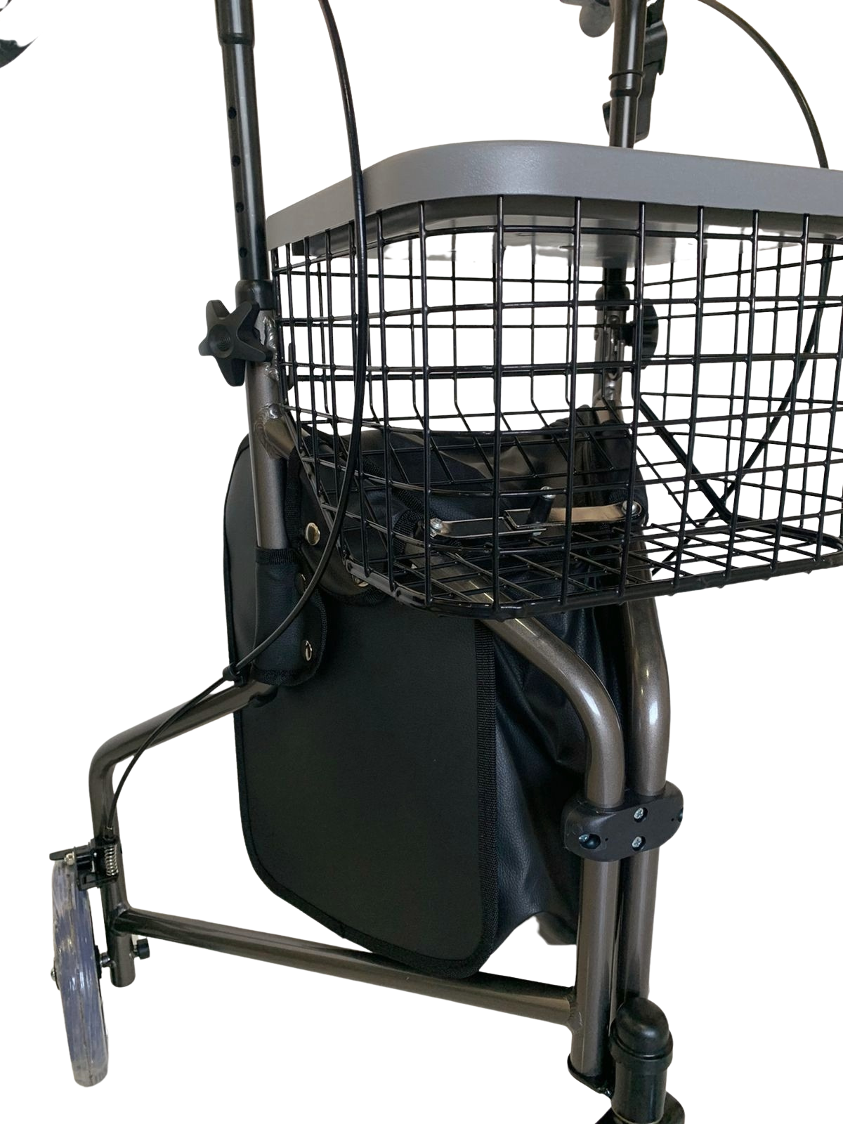 Andador Em Aluminio De 03 Rodas Prata Com Cesto - Imagem 10