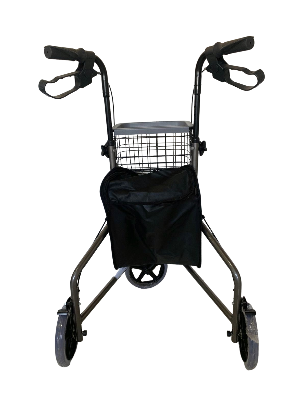 Andador Em Aluminio De 03 Rodas Prata Com Cesto - Imagem 6