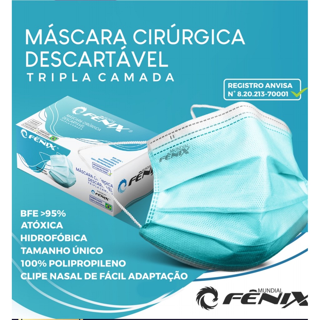Máscara Descartável Tripla Camada Premium