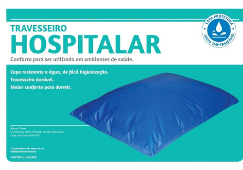 Travesseiro Hospitalar Impermeável C/ Capa 70x50cm Perfetto