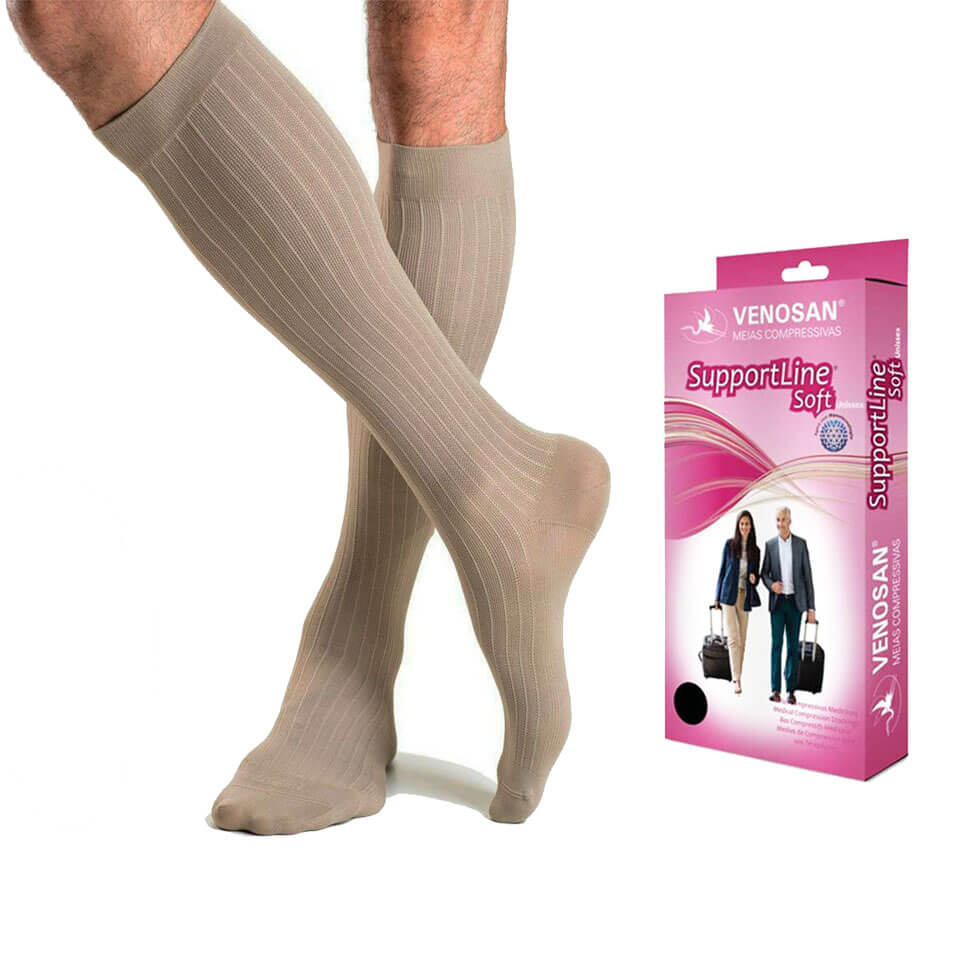 MEIA PANTURRILHA SUAVE VENOSAN SUPPORTLINE SOFT AD 18-22MMHG UNISSEX PF CAQUI