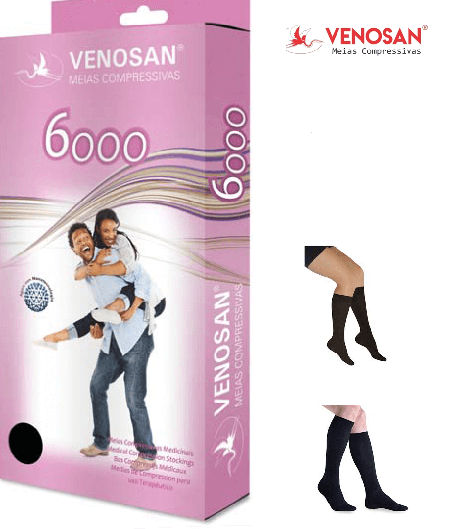 MEIA PANTURRILHA PRETA VENOSAN 6000 AD 20-30 - PE FECHADO PRETO
