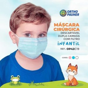 Máscara cirúrgica descartável dupla camada com filtro infantil