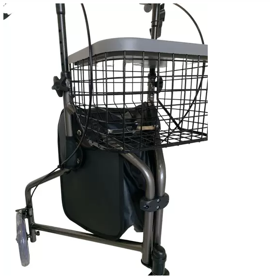 Andador Em Aluminio De 03 Rodas Prata Com Cesto - Imagem 3