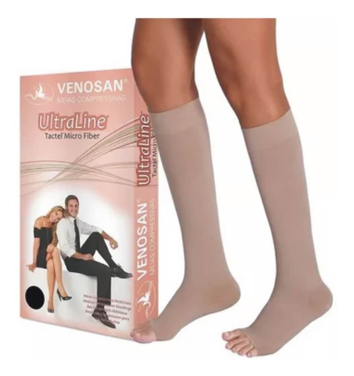 MEIA PANTURRILHA VENOSAN ULTRALINE 4000 COMP. 20-30 AD PE ABERTO BEGE