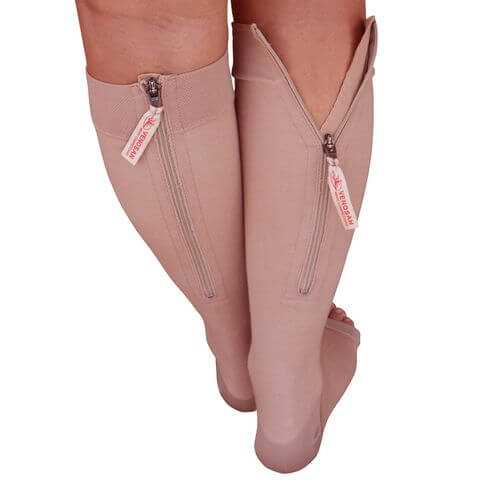 MEIA PANTURRILHA ZIPER VENOSAN COMF. COTTON COM ZIPER 20-30 AD CURTA PE ABERTO BEGE - Imagem 2