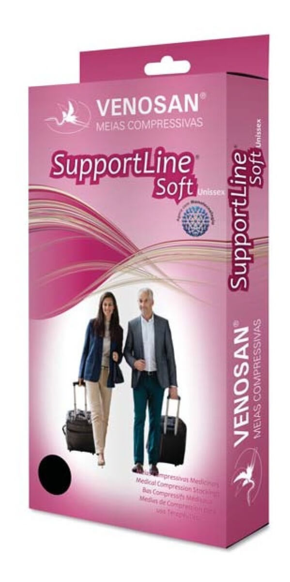 MEIA PANTURRILHA SUAVE PRETA VENOSAN SUPPORTLINE SOFT AD 18-22MMHG UNISSEX PF PRETO
