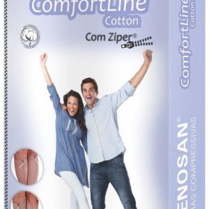 MEIA PANTURRILHA ZIPER VENOSAN COMF. COTTON COM ZIPER 20-30 AD CURTA PE ABERTO BEGE
