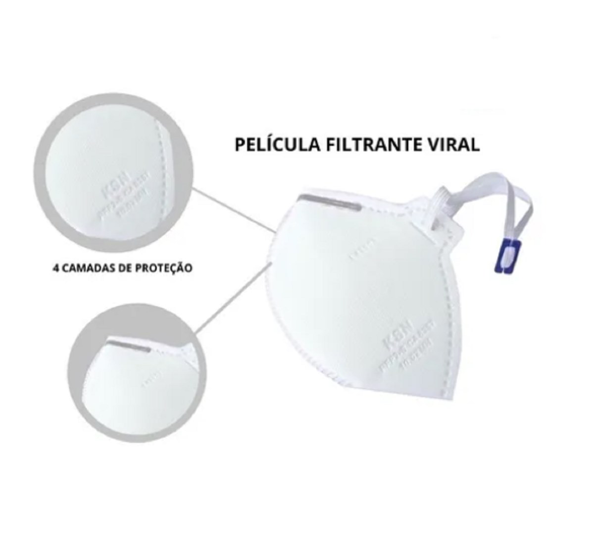 Máscara Hospitalar PFF2 N95 Branca - KSN - Imagem 2