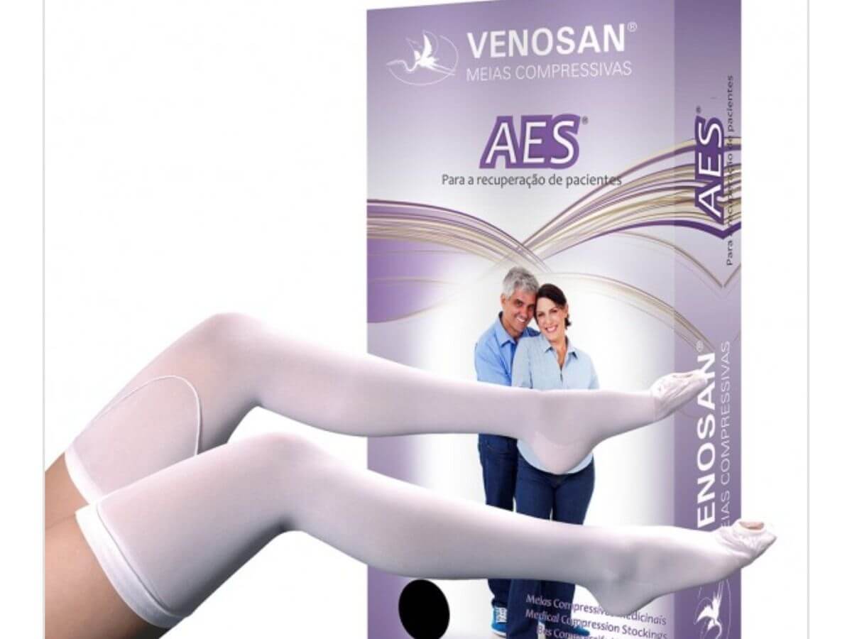 MEIA COXA ANTITROMBO VENOSAN AES AGH 18MMHG PE ABERTO BRANCA